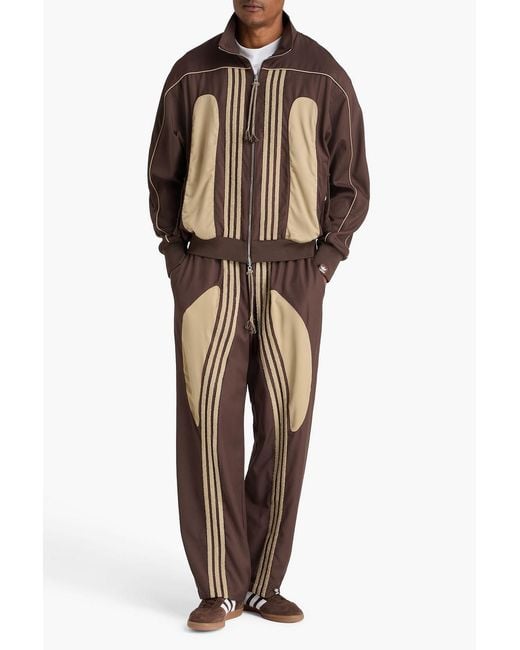 Adidas Brown Shell-Trimmed Jersey Track Jacket for men