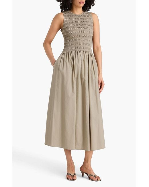 Rag & Bone Natural Lane Shirred Cotton-poplin Midi Dress
