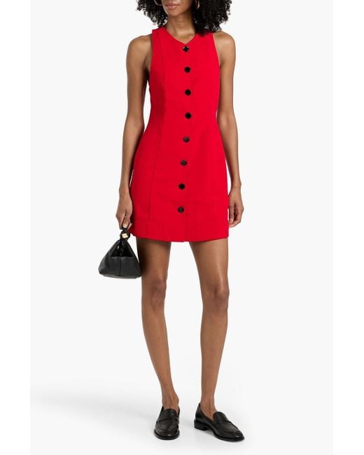 Ganni Twill Mini Dress in Red | Lyst