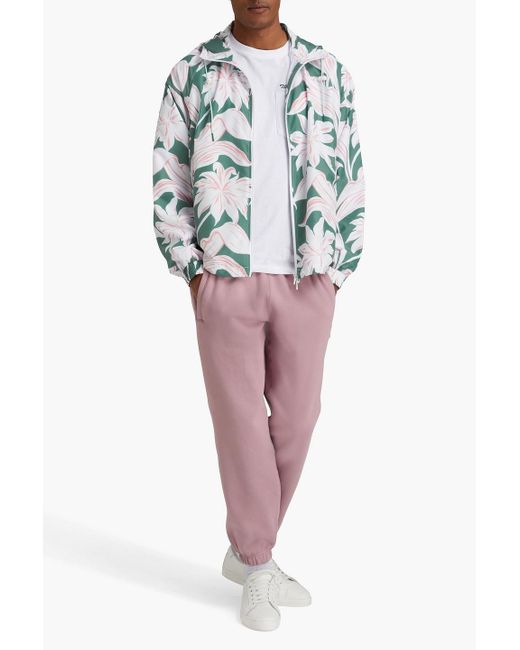 Maison Kitsuné Green Floral-print Shell Hooded Track Jacket for men