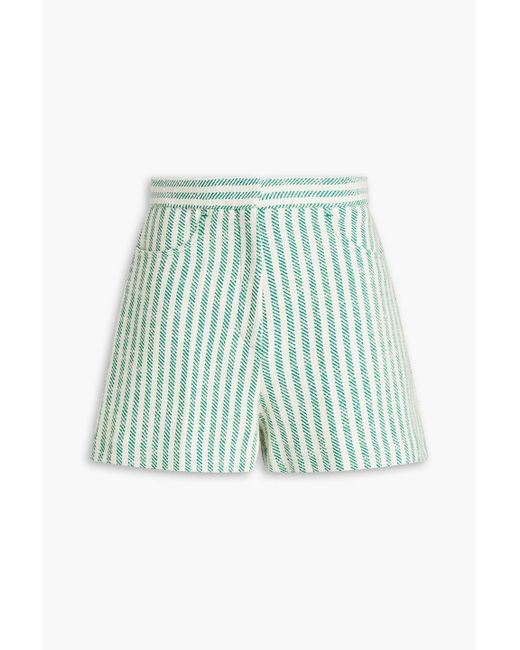 Sandro Green Mathis Striped Cotton-blend Tweed Shorts