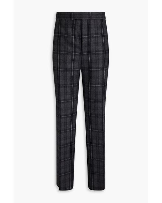 Thom Browne Blue Fit Checked Wool And Cashmere-Blend Flannel Pants for men