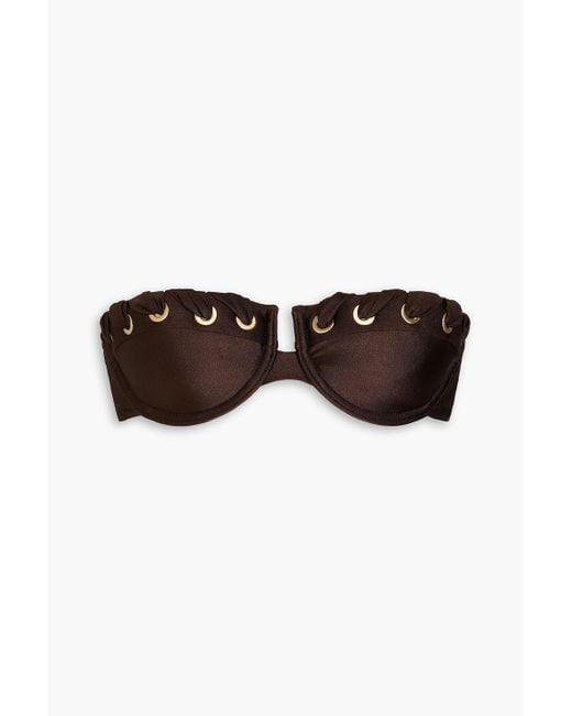 Zimmermann Brown Eyelet-embellished Underwired Bandeau Bikini Top