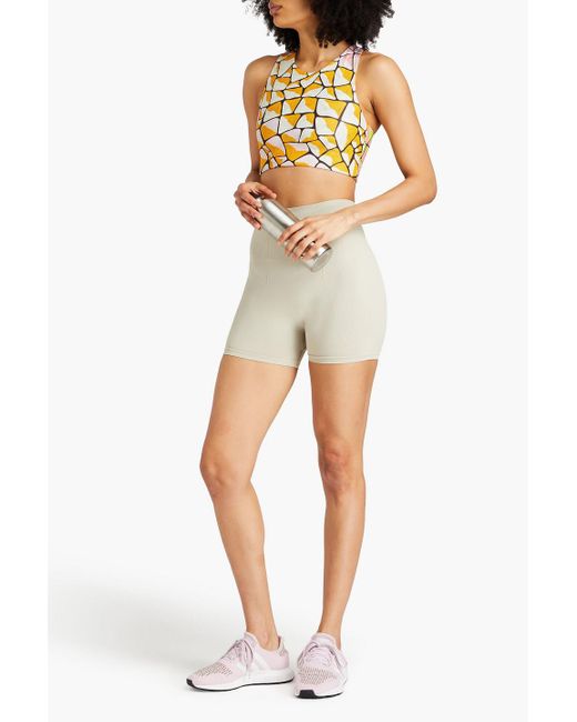 Emilio Pucci Yellow Cropped Printed Stretch-jersey Top