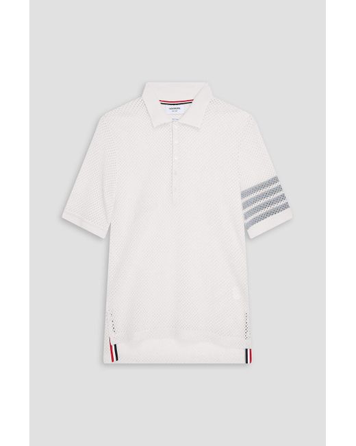 Thom Browne Poloshirt aus mesh aus einer kaschmirmischung mit streifen in White für Herren