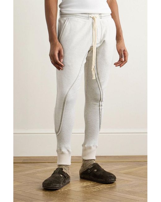 Greg Lauren White Slim-Fit Paneled Cotton-Jersey Sweatpants for men