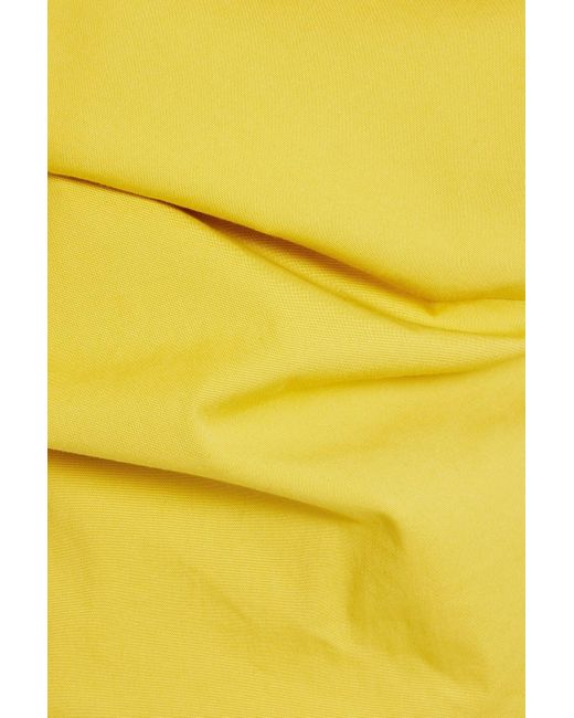 Rick Owens Yellow One-shoulder Draped Cotton-blend Poplin Top