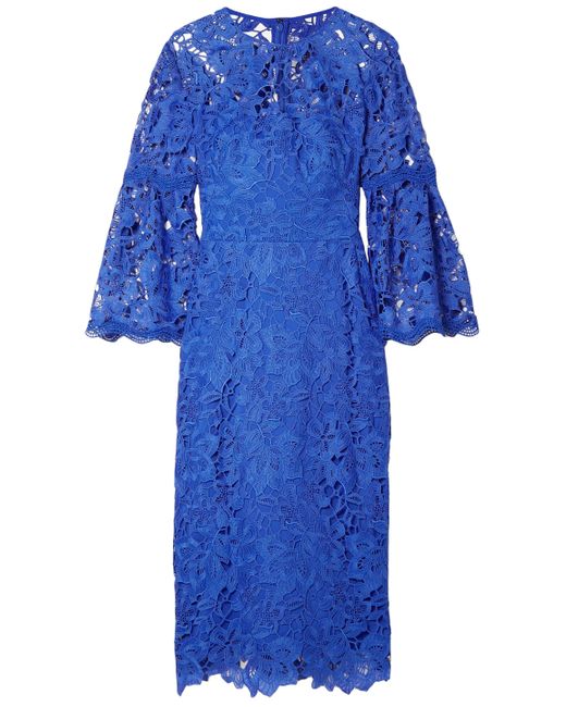 Lela Rose Blue Guipure Lace Dress