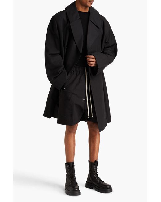 Rick Owens Black Double-breasted Cotton-ripstop Trench Coat for men