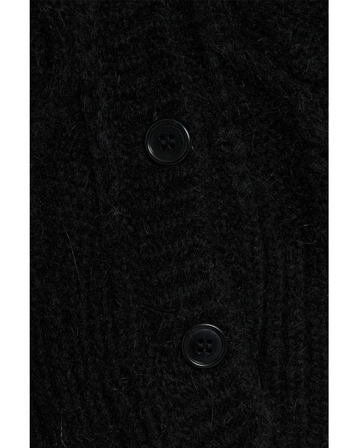 Simone Rocha Black Cropped Embellished Cable-knit Alpaca-blend Cardigan
