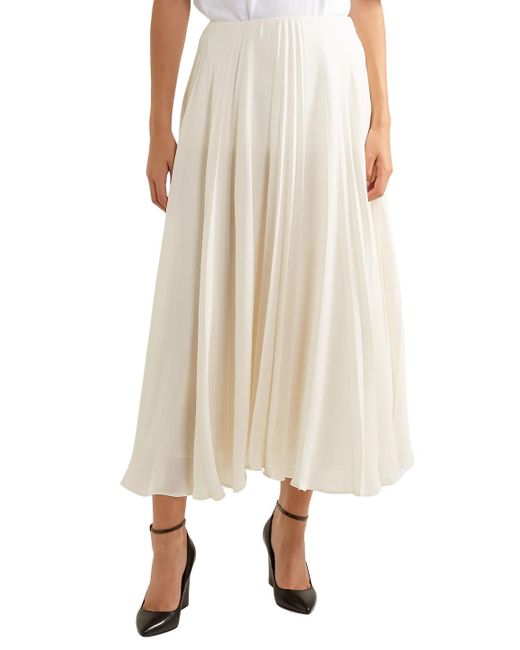Valentino Garavani White Pleated Silk-georgette Midi Skirt