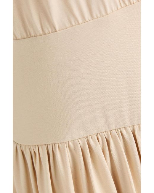 Totême Natural Gathered Cotton-jersey Maxi Dress