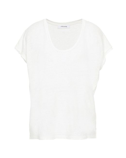 FRAME White Easy Scoop Slub Linen-jersey T-shirt