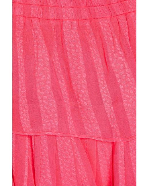LoveShackFancy Pink Tiered Leopard-print Jacquard Mini Skirt
