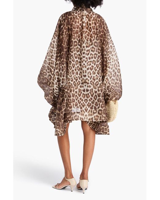 Zimmermann Multicolor Tie-Neck Leopard-Print Linen And Silk-Blend Organza Dress