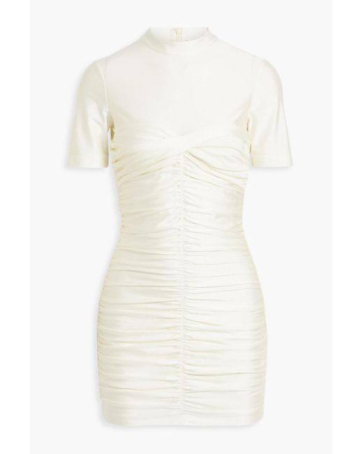 T By Alexander Wang White Ruched Satin-jersey Mini Dress