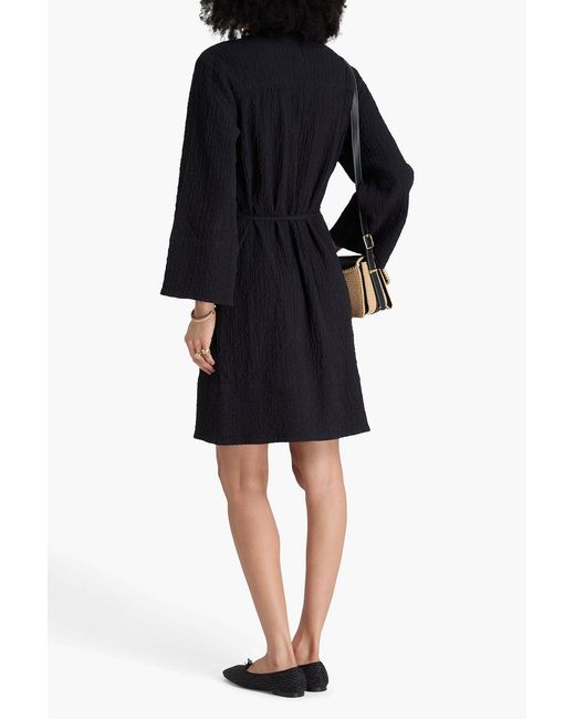 By Malene Birger Black Maunas Cotton-blend Cloqué Wrap Dress