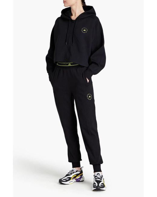 Adidas By Stella McCartney Black Nior bedruckte trainingsjacke aus jersey aus einer baumwollmischung