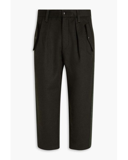 Emporio Armani Black Cropped Tapered Felt Pants for men