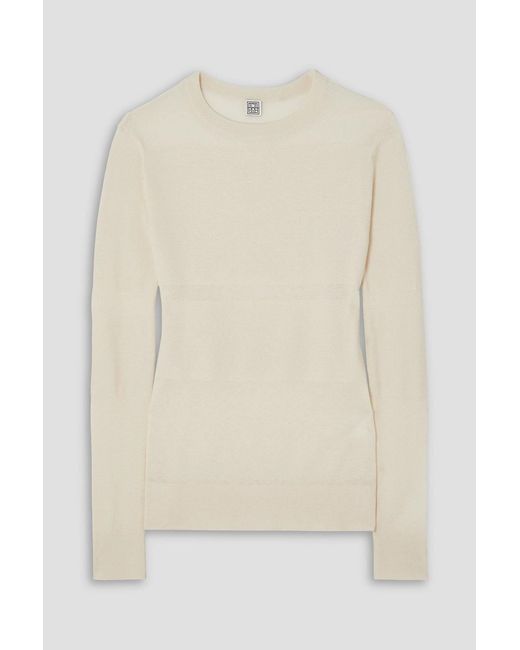 Totême Natural Paneled Cotton And Cashmere-blend Sweater
