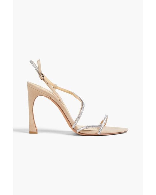 Alexandre Birman White Alana 100 Crystal-embellished Suede Sandals
