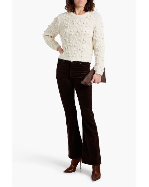FRAME Black Le Easy Cotton-blend Corduroy Flared Pants