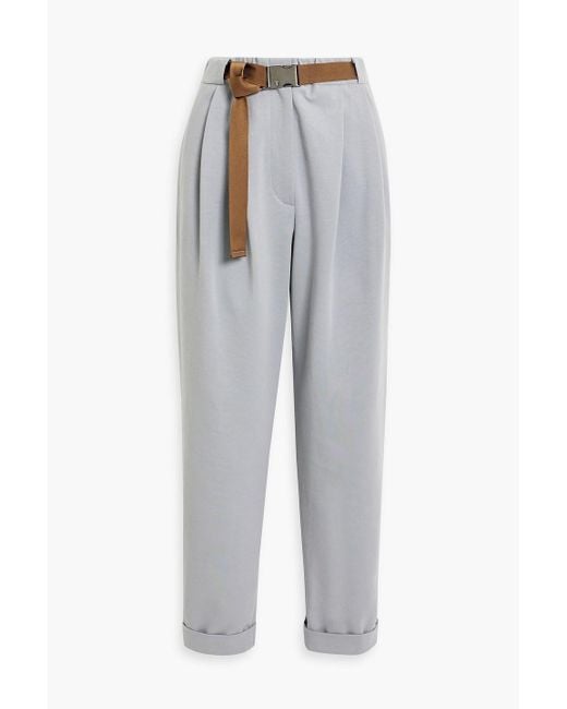 Brunello Cucinelli Gray Karottenhose aus jersey aus einer baumwollmischung mit gürtel