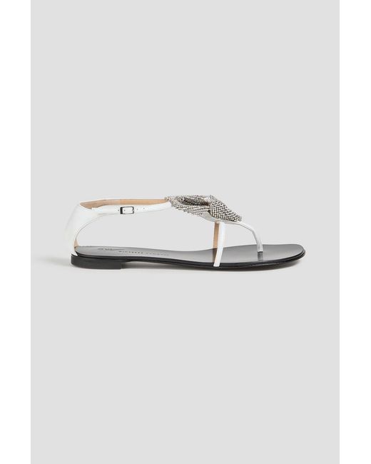 Giuseppe Zanotti White Rock 10 Crystal-embellished Leather Sandals