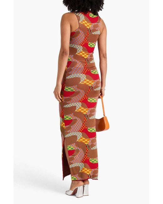 Emilio Pucci White Intarsia-Knit Maxi Dress