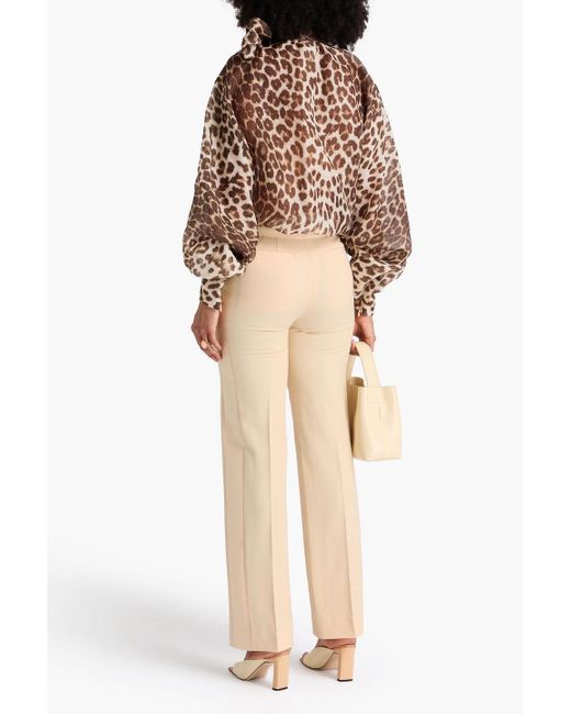 Zimmermann White Wool-Blend Straight-Leg Pants
