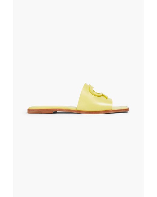 Gianvito Rossi Yellow Ribbon Cutout Leather Slides