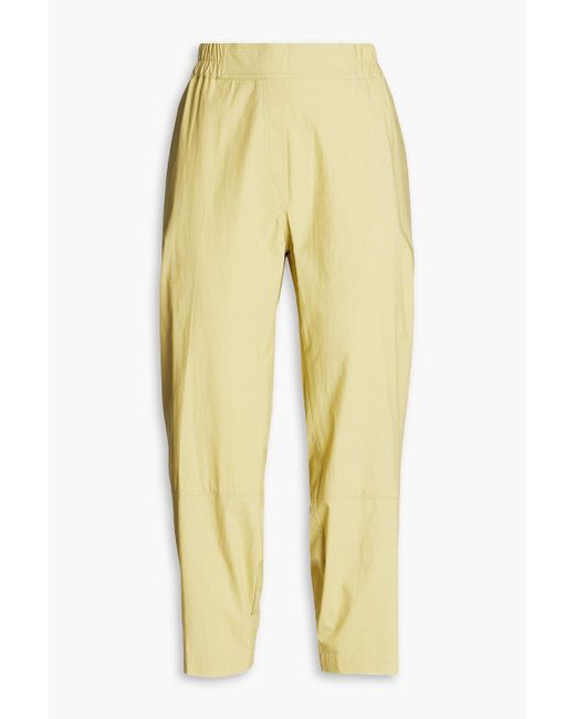 Gentry Portofino Yellow Cropped Cotton-poplin Tapered Pants