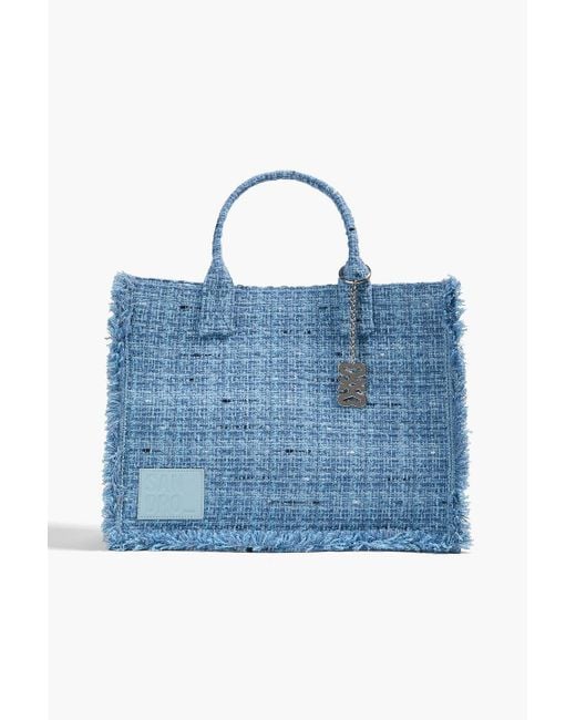 Sandro Blue Frayed Tweed Tote
