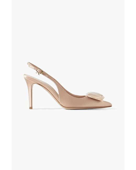 Gianvito Rossi Jaipur 85 Crystal-embellished Satin Slingback