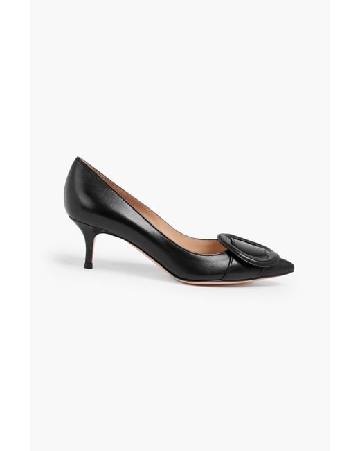 Gianvito Rossi Ruby Buckle-embellished Leather Pumps in Black | Lyst