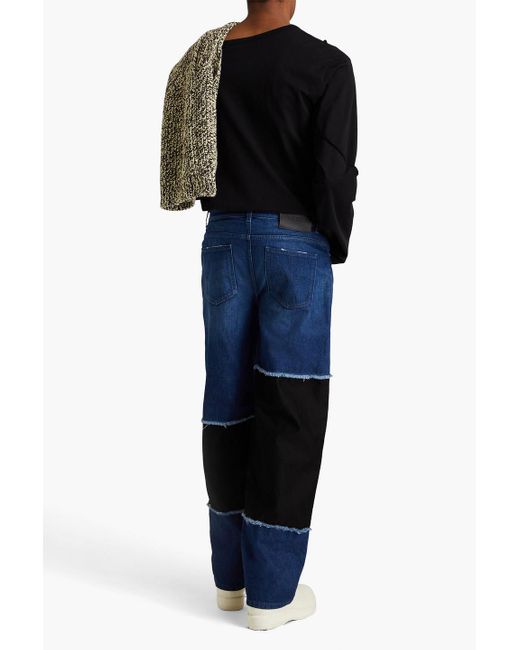 J.W. Anderson Blue Distressed Two-tone Denim Jeans for men