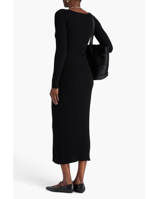 Loulou de Saison Black Anoush Ribbed Wool And Cashmere-Blend Midi Dress