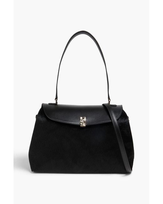 Loulou de Saison Black Sienna Calf Hair And Leather Shoulder Bag