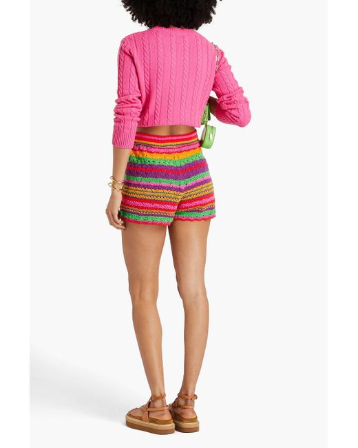 Ba&sh Multicolor Striped Crochet-knit Cotton Shorts