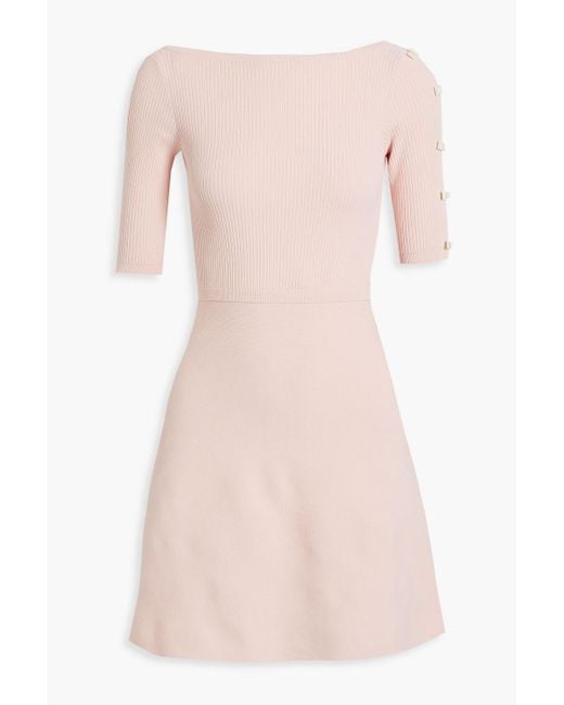 RED Valentino Pink Bow-detailed Knitted Mini Dress