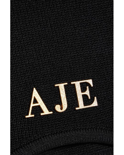 Aje. Black Parfum Corset Cropped Knitted Top