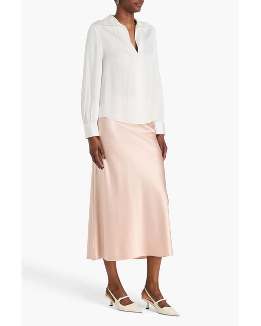 Vince White Silk-Blend Twill Blouse