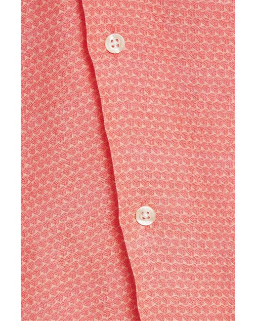 Frescobol Carioca Pink Angelo Printed Linen Shirt for men