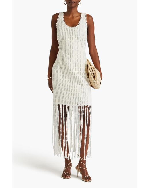 Jonathan Simkhai White Janette Fringed Crocheted Cotton Maxi Dress
