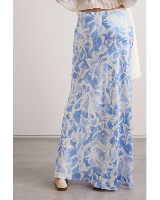 Stella McCartney Blue Printed Silk-Twill Maxi Skirt