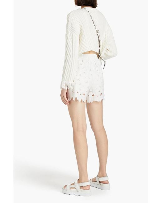 RED Valentino White Embroidered Cotton-blend Shorts