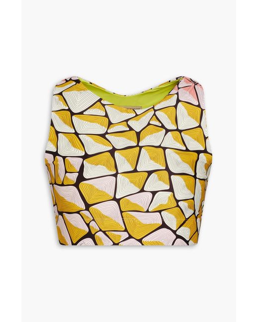 Emilio Pucci Yellow Cropped Printed Stretch-jersey Top