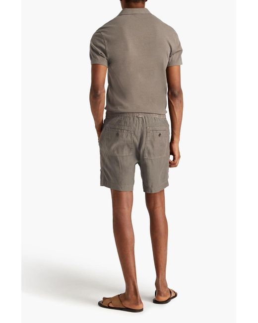 James Perse Green Lyocell And Linen-blend Twill Shorts for men