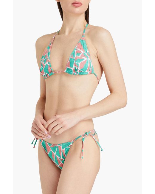 Emilio Pucci Green Printed Triangle Bikini