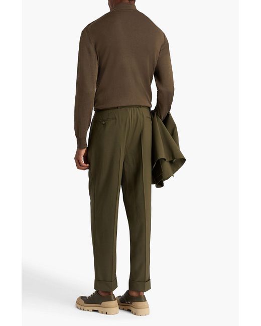 Officine Generale Green Hugo Tapered Wool Pants for men